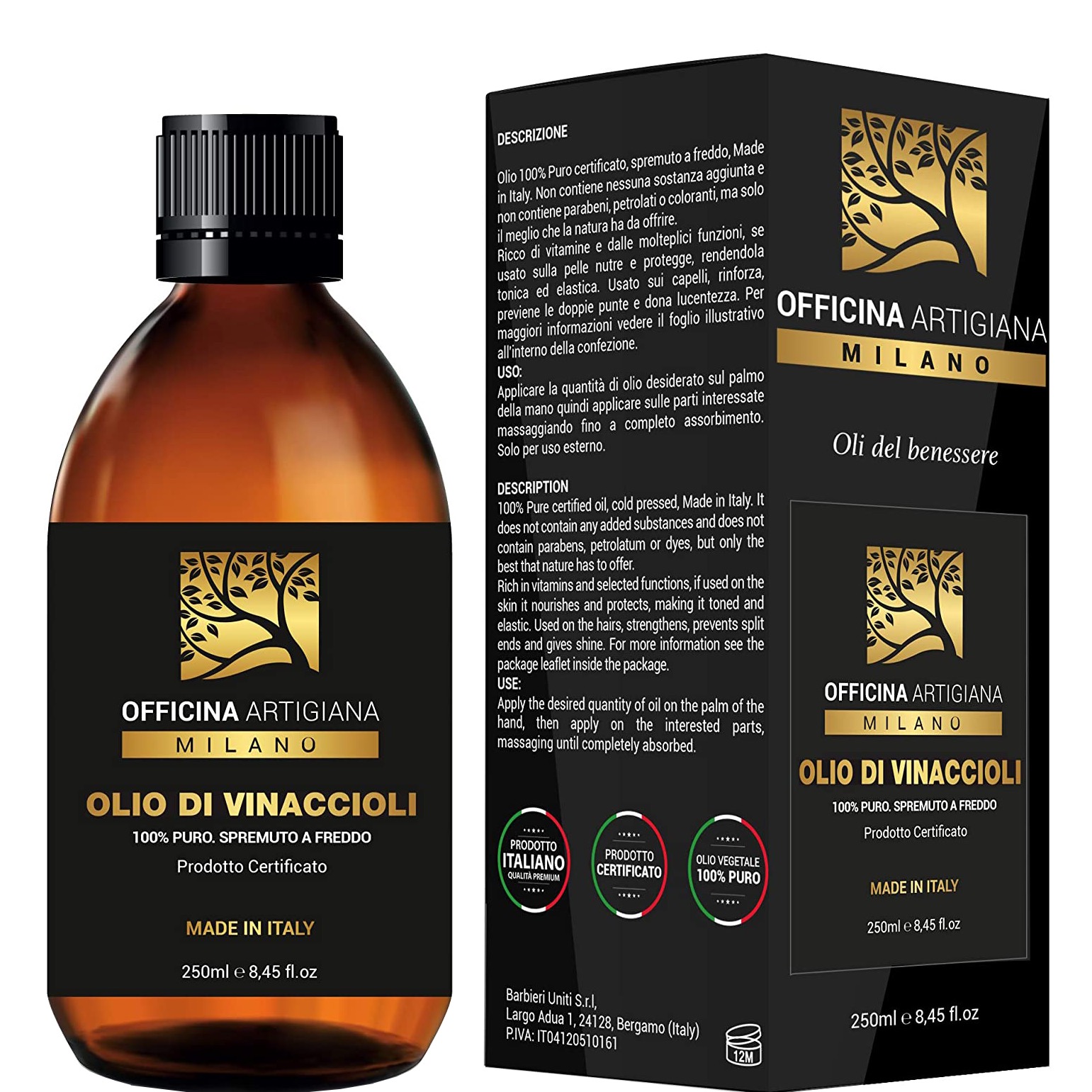 Officina Artigiana Pure Certified Grape Seed Oil - 1.1 - OA-11330