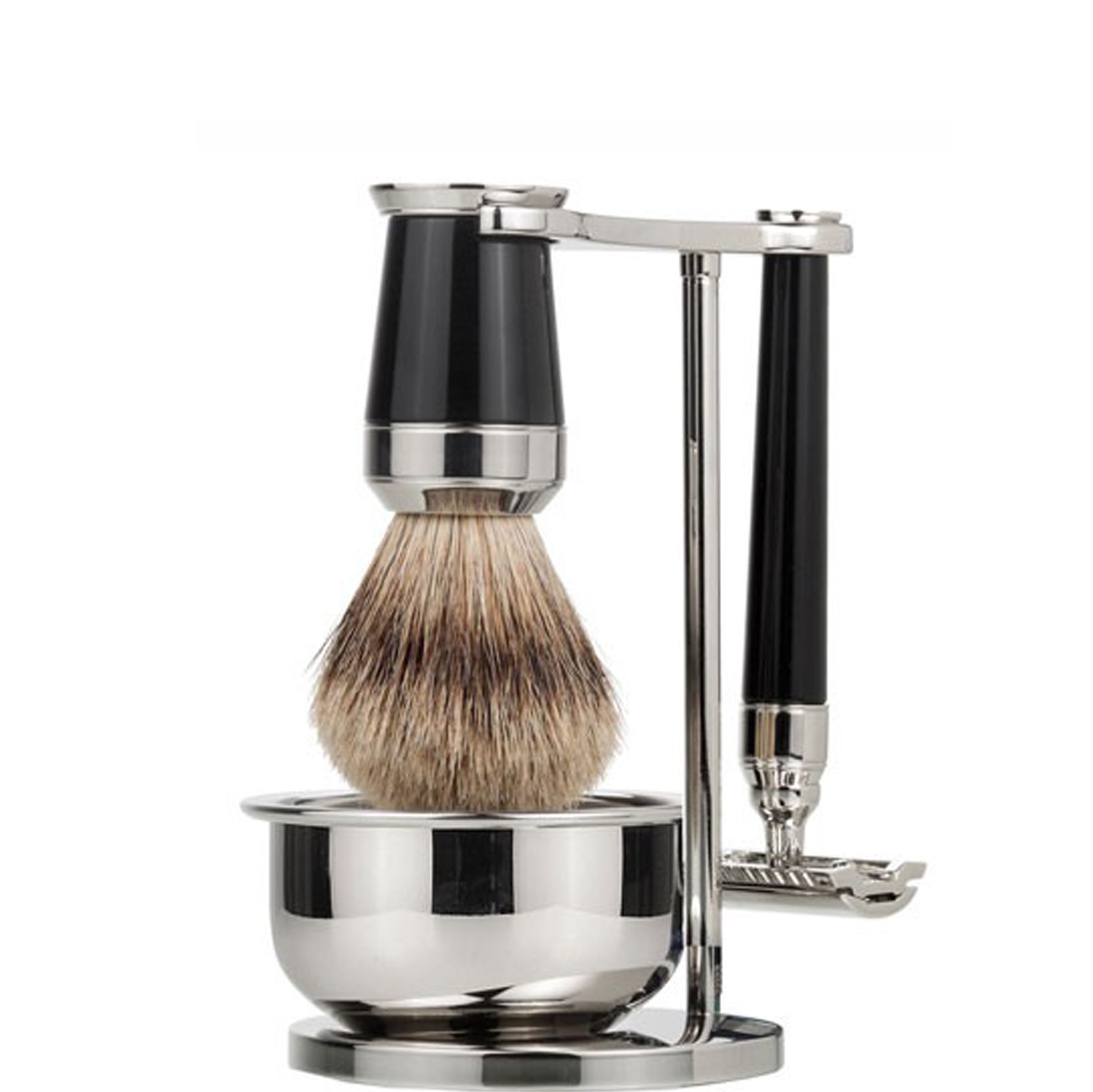 Mondial 1908 Scheerset Premium Safety Razor Silvertip Dashaar Zwart - 1.1 - ST-9100-NST3
