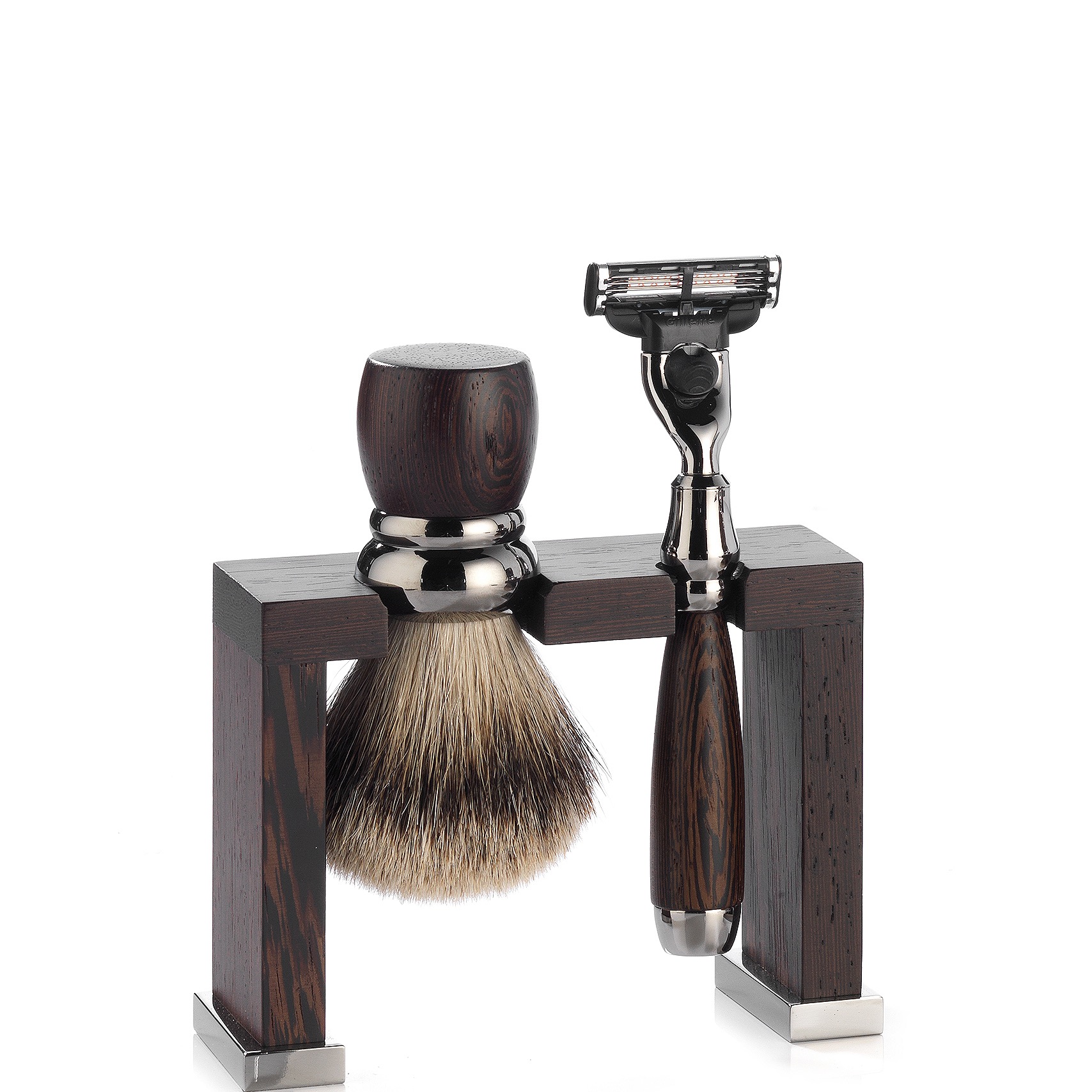 Mondial 1908 Scheerset Prestige Mach3 Silvertip Dashaar Wenge - 1.1 - ST-530-WMT3