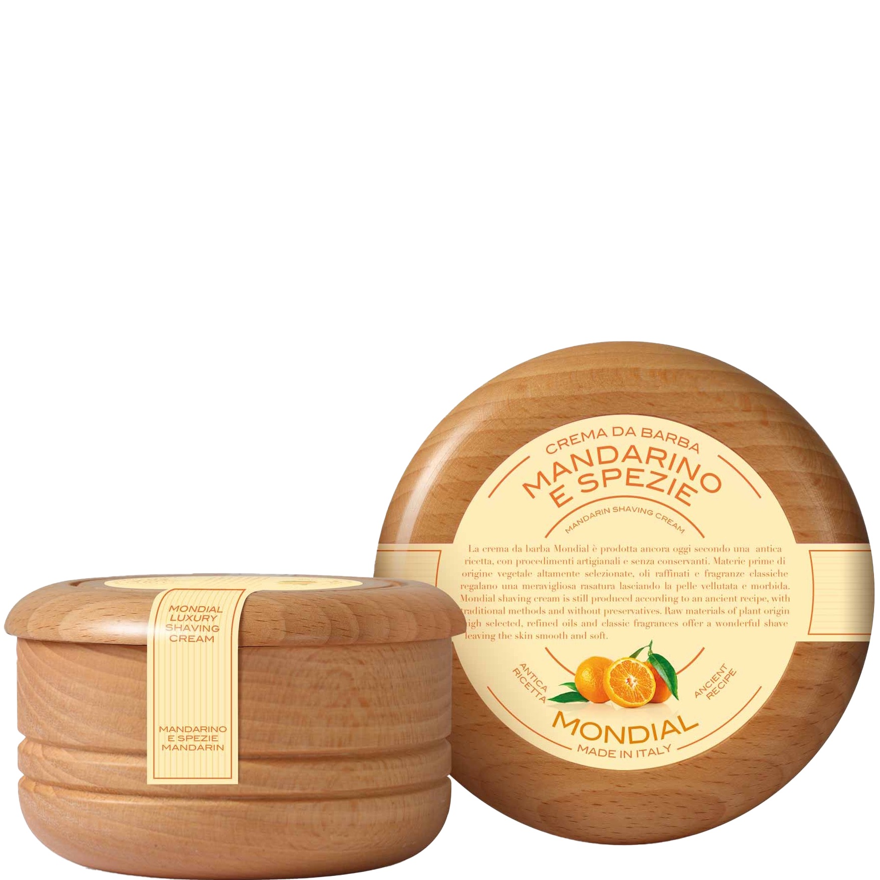 Mondial 1908 Scheerzeep Traditional Wooden Bowl Mandarino e Spezie 140ml - 1.1 - CL-140-MS