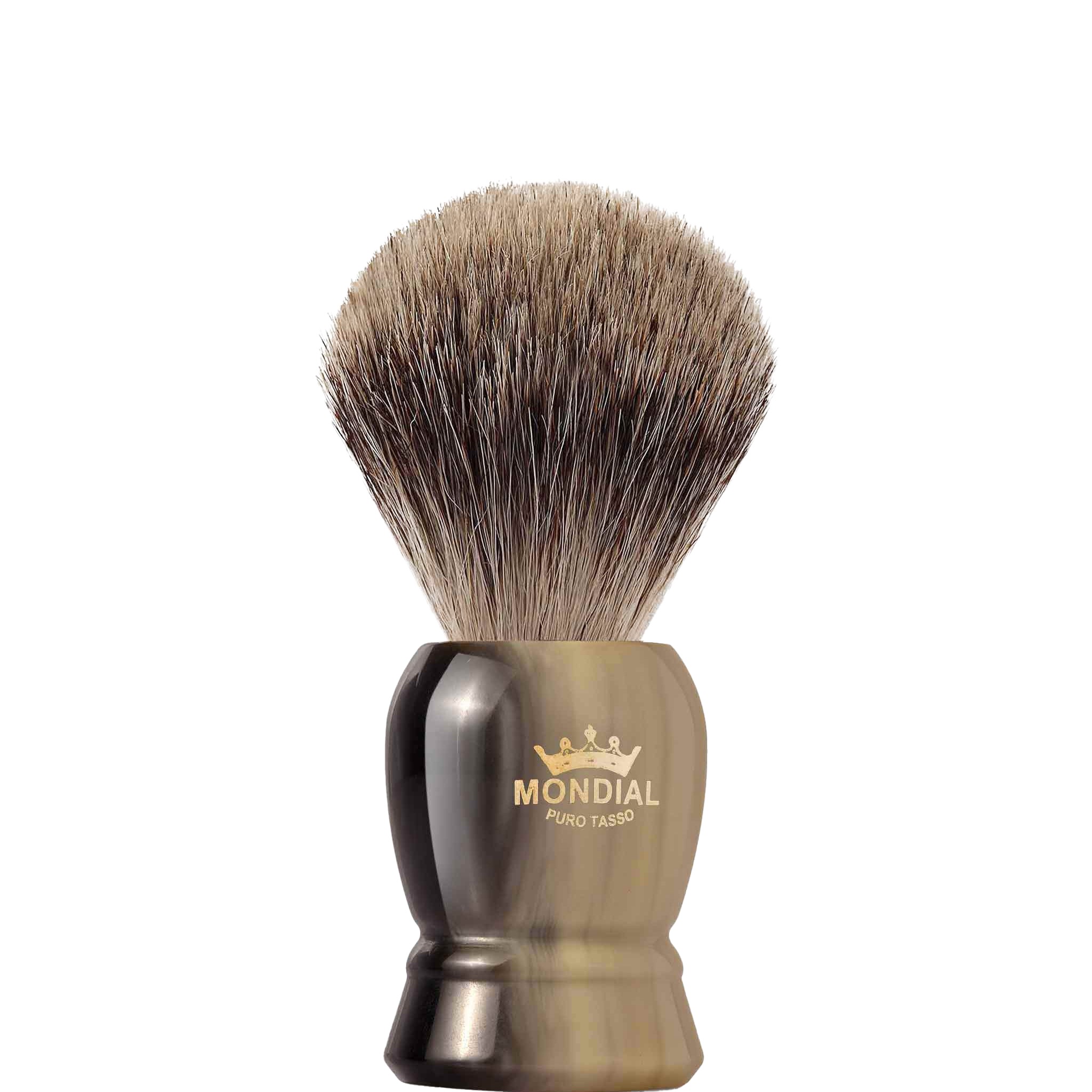 Mondial 1908 Scheerkwast Burton Fijndashaar hoornbruin - 1.1 - BUR-II-L