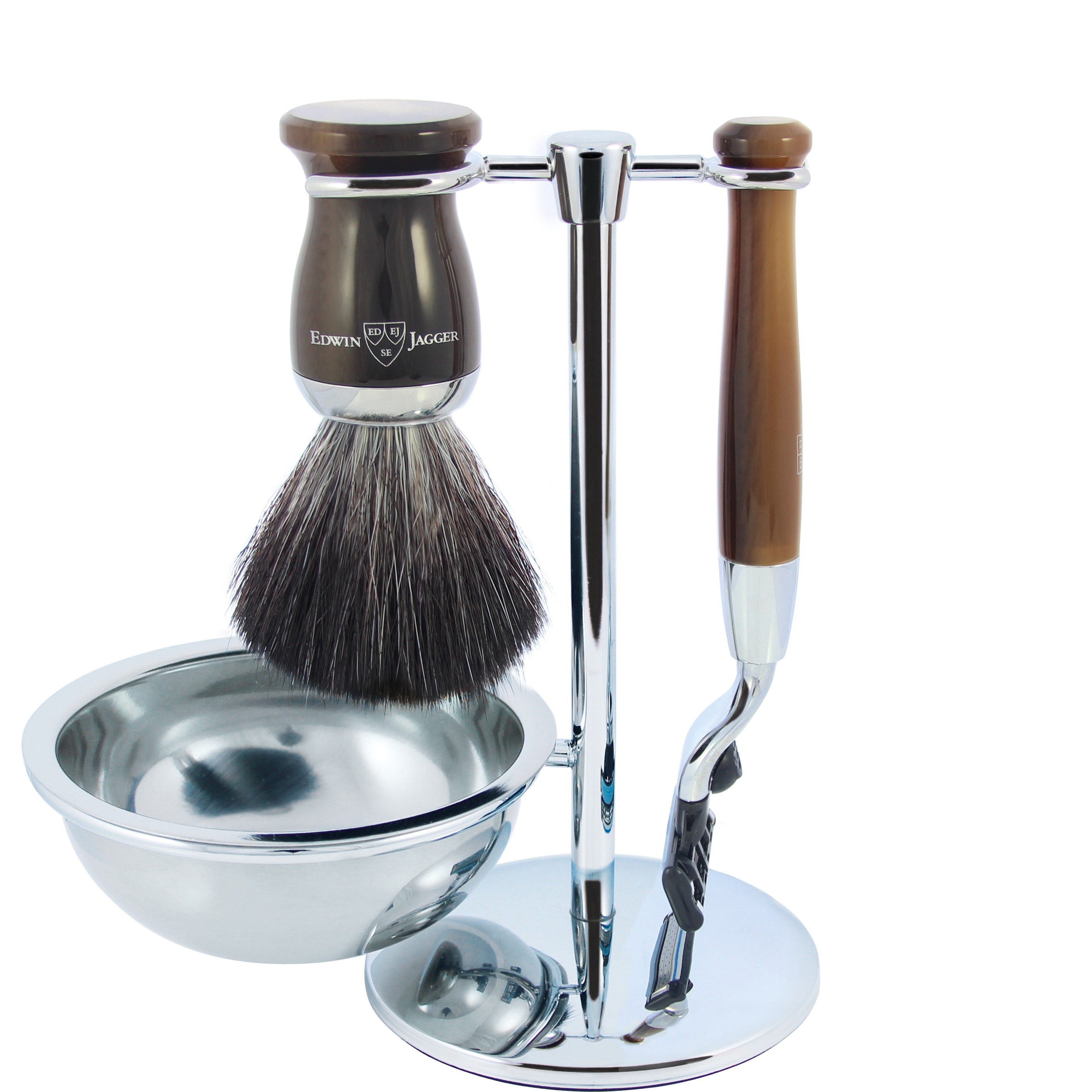 Edwin Jagger 4-delige scheerset Diffusion72 hoornbruin - 1.1 - EJ-S21M722CRB