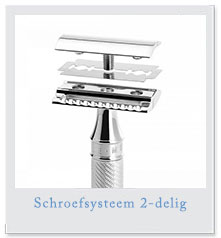 Scheersalon informatie - Verschillende Safety Razors - 2-delig schroefsysteem Scheersalon informatie - Verschillende Safety Razors - 2-delig schroefsysteem