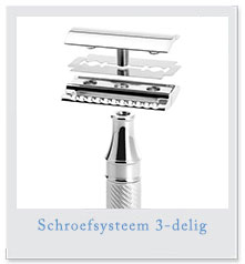 Scheersalon informatie - Verschillende Safety Razors - 3-delig schroefsysteem Scheersalon informatie - Verschillende Safety Razors - 3-delig schroefsysteem