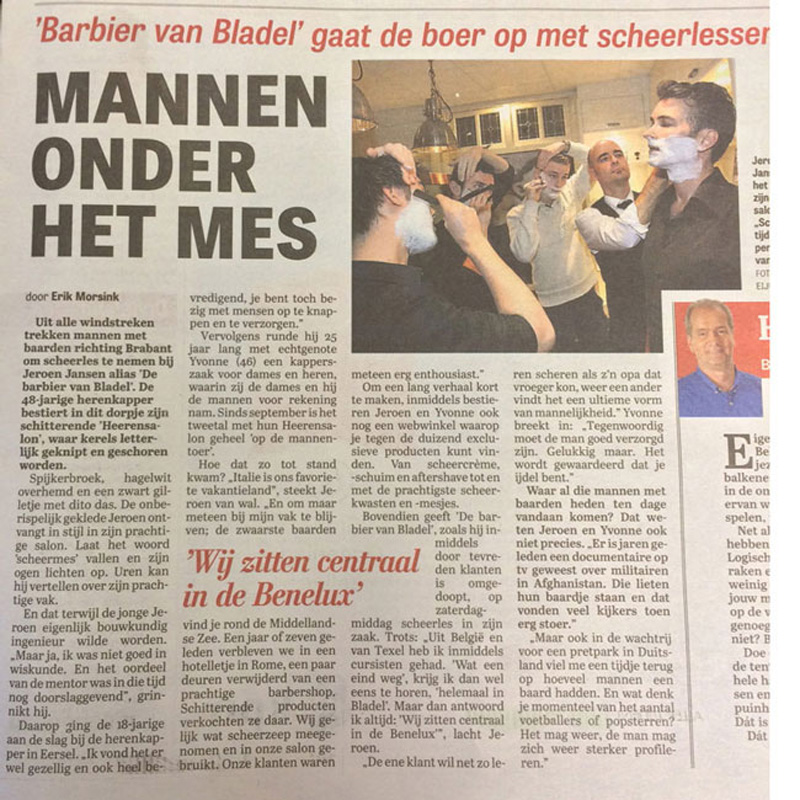 Scheersalon in de media in de Telegraaf Scheersalon in de media in de Telegraag