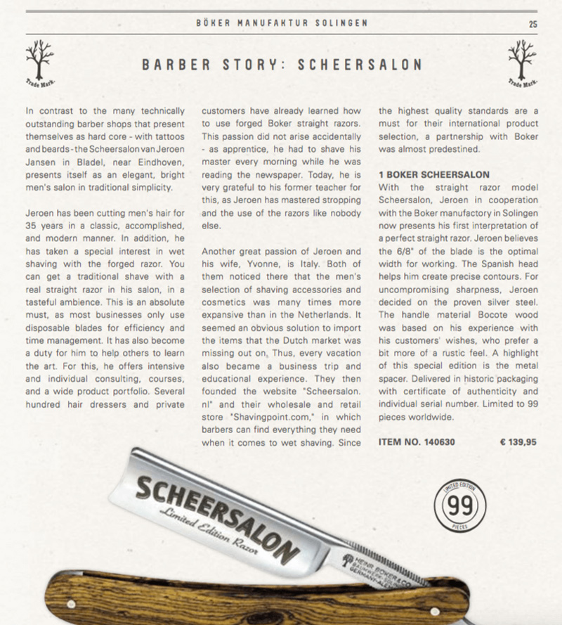 Scheersalon in de media in het Böker magazin Scheersalon in de media in het Böker magazin