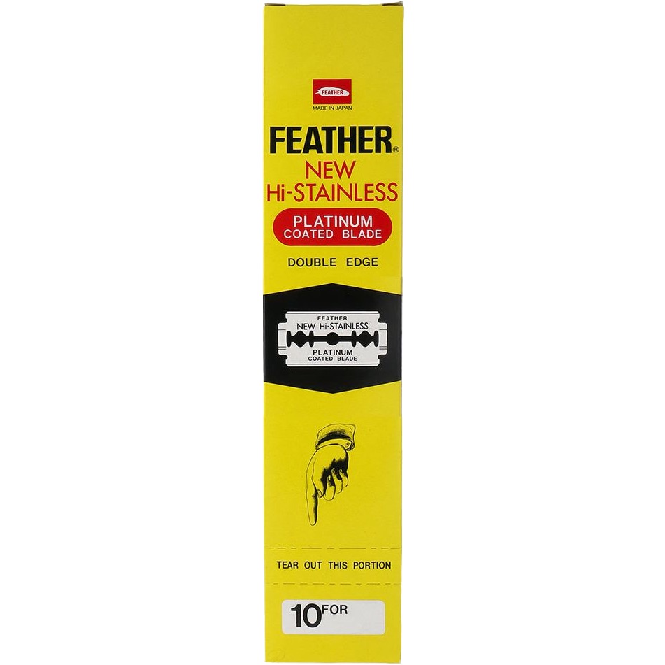 Feather Hi-Stainless Double Edge Blades 20x- 1.1 - 0 - BOX-DEB-FEATHER-YELLOW