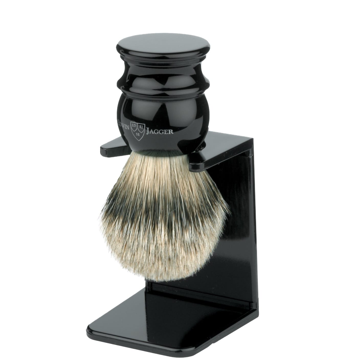 Edwin Jagger scheerkwast dashaar klein zwart met houder - 1.1 - EJ-1EJ466SDS