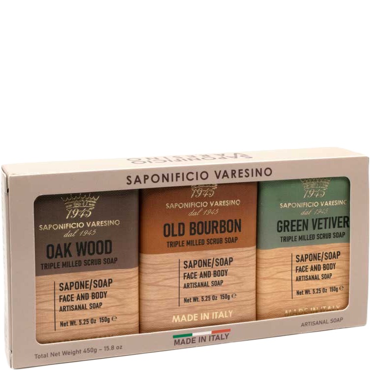 Hand- & Body Scrub Soap Gift Set Wooden - 3 x 150g