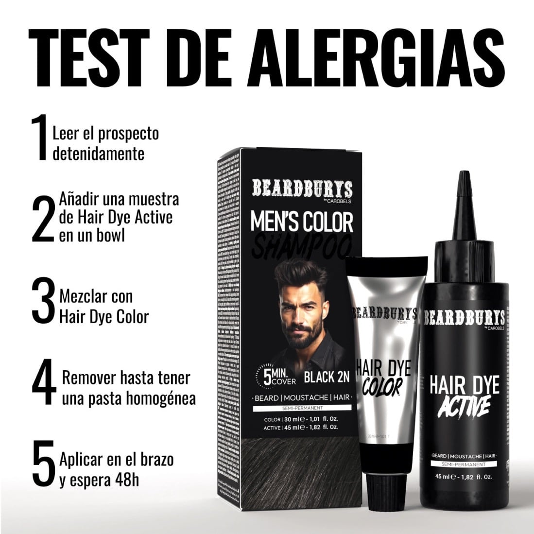 Kleurshampoo 2N - Zwart - voor haar, baard en snor