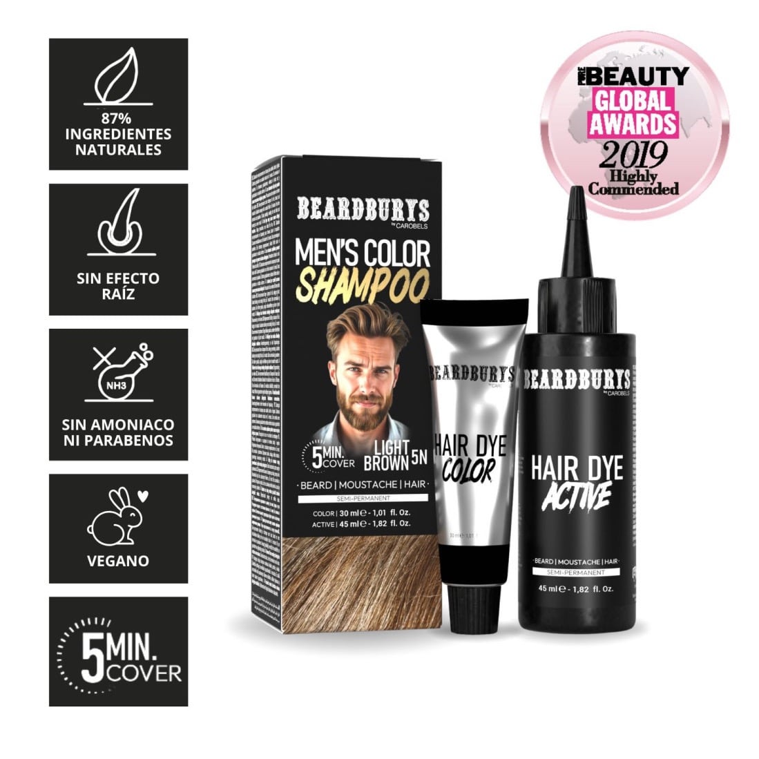 Kleurshampoo 5N - Licht Bruin - voor haar, baard en snor